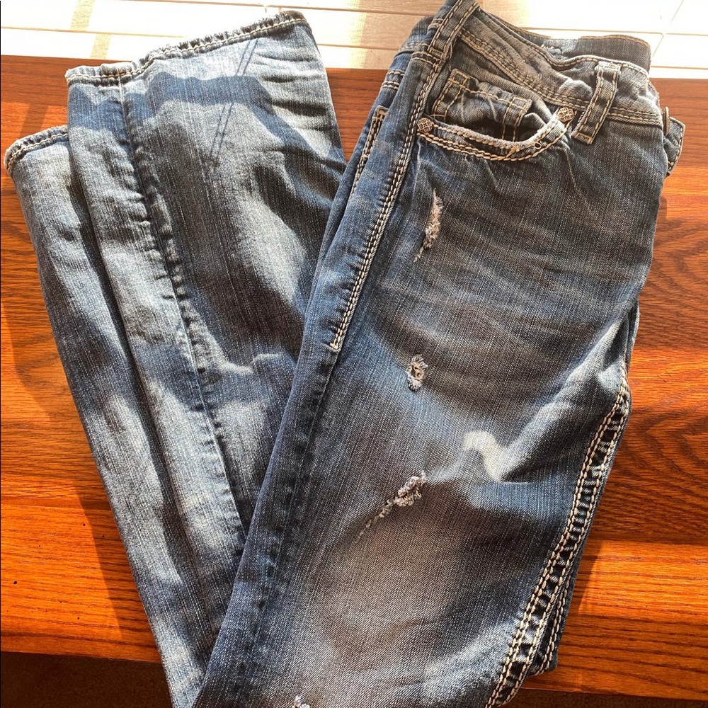 Silver boot cut jeans! Worn twice! Size 29